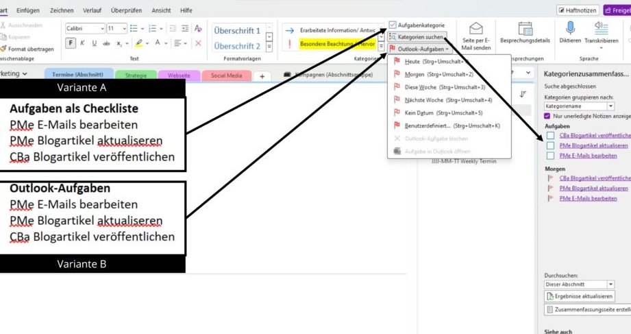 OneNote Struktur Beispiele für effektive Notizen und Planung